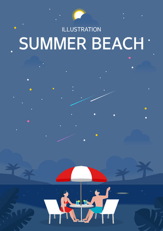 Summer beach illustrationのイラスト素材
