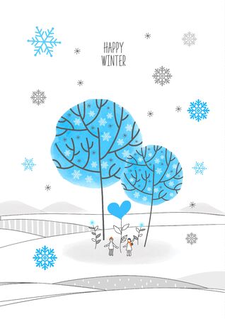 Winter drawing illustrationのイラスト素材