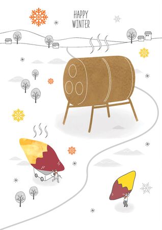 Winter drawing illustrationのイラスト素材