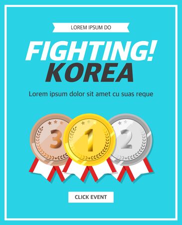 Event banner template - Fighting Korea with medalsのイラスト素材