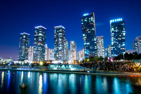 A night view of the Korea Placeのeditorial素材
