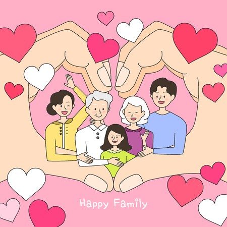 Happy family illustrationのイラスト素材