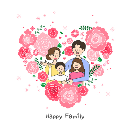 Happy family illustrationのイラスト素材