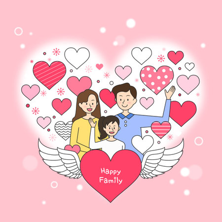 Happy family illustrationのイラスト素材
