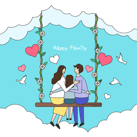 Happy family illustrationのイラスト素材