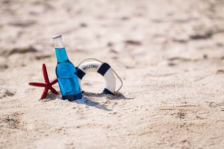 Summer concept of sandy beach. Summer vacation conceptの写真素材