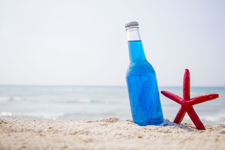 Summer concept of sandy beach. Summer vacation conceptの写真素材