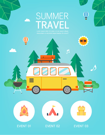 Vector summer background with holiday elementsのイラスト素材