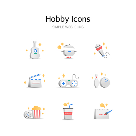 Various Hobby stereoscopic iconsのイラスト素材
