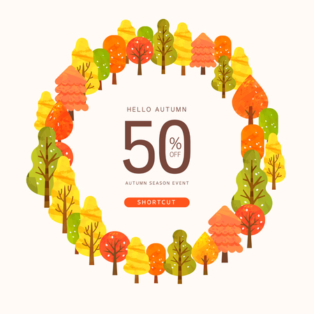 Autumn pop-up illustrationのイラスト素材