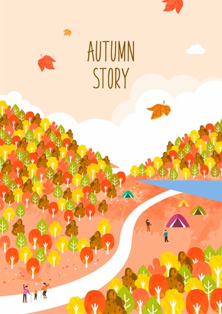 Autumn travel illustrationのイラスト素材