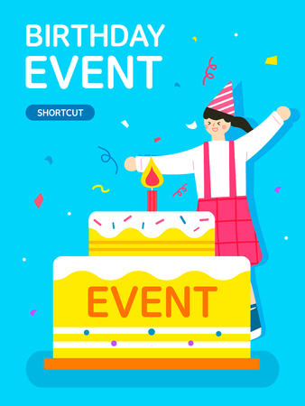Shopping event birthday with cakeのイラスト素材