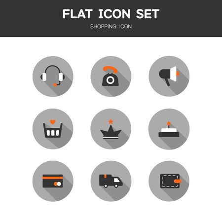 Shopping flat Icon Setのイラスト素材