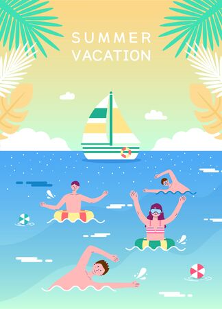 Exciting summer travel illustration designのイラスト素材