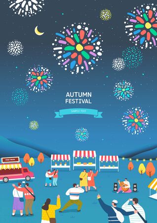 Autumn Travel and Festival Illustrationのイラスト素材