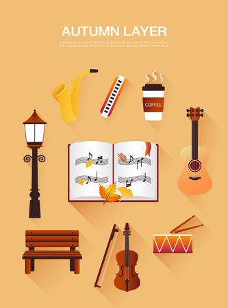 Simple autumn music layer collectionのイラスト素材