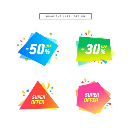 Modern abstract gradient shapes for shopping, sale promotion, discount title frame.のイラスト素材