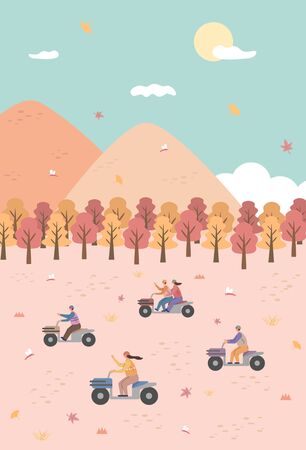 Exciting Autumn Travel Illustrations Collectionのイラスト素材