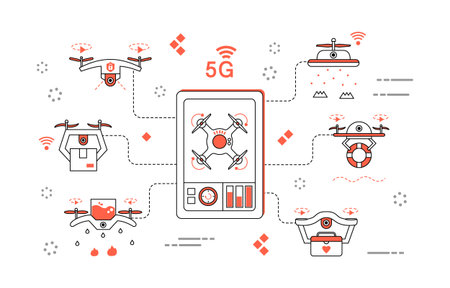 Simple 5G line illustration collection