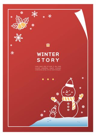 Winter frame line drawing illustrationのイラスト素材