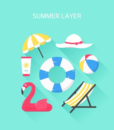 A collection of object layers that emerge in the summerのイラスト素材