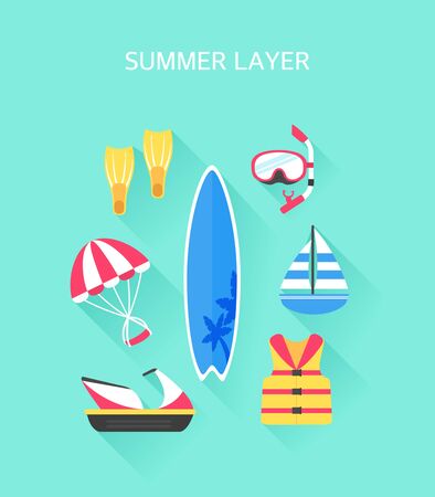 A collection of object layers that emerge in the summerのイラスト素材