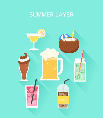 A collection of object layers that emerge in the summerのイラスト素材