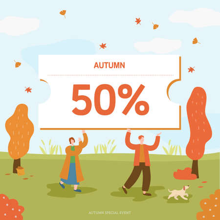 Autumn and Thanksgiving Sale Eventのイラスト素材