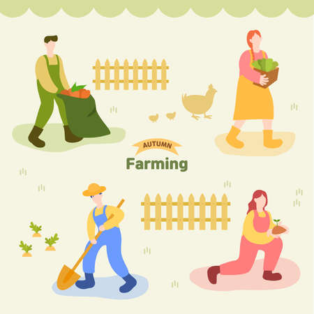 Soft autumn images: Autumn illustration Farmingのイラスト素材