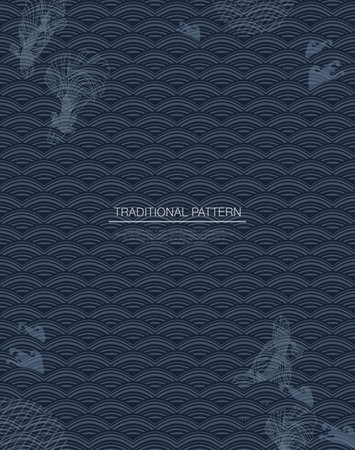 Traditional Pattern Template 04 :sea and fishのイラスト素材