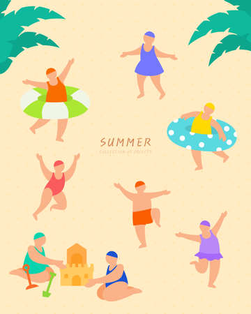 Collection of various summer object illustrationsのイラスト素材