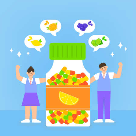 A collection of health-food illustrated in hot summerのイラスト素材