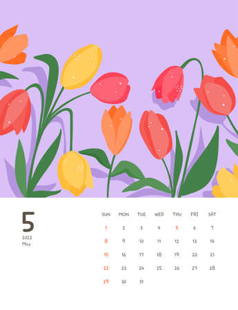 2022 Cute Calendar Illustration Designのイラスト素材