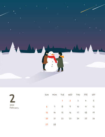 2022 Cute Calendar Illustration Designのイラスト素材