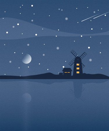 An illustration of the calm winter scenery.のイラスト素材