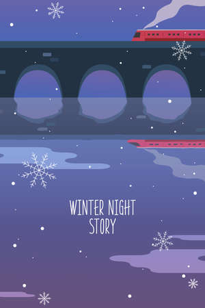 An illustration of the cozy winter night sceneryのイラスト素材