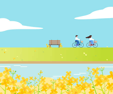 spring scenery illustrationのイラスト素材