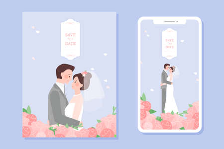 Wedding illustrations and mobile wedding invitationsのイラスト素材