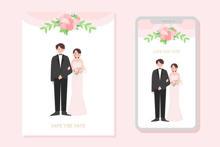 Wedding illustrations and mobile wedding invitationsのイラスト素材