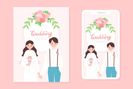 Wedding illustrations and mobile wedding invitationsのイラスト素材