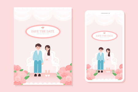 Wedding illustrations and mobile wedding invitationsのイラスト素材