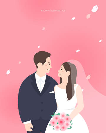 Happy wedding character illustration collection.のイラスト素材