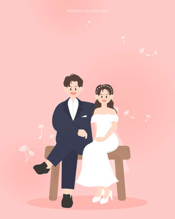 Happy wedding character illustration collection.のイラスト素材