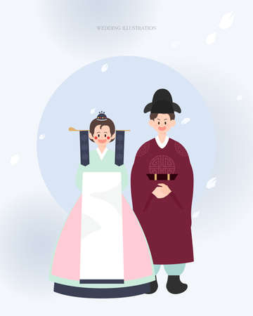 Happy wedding character illustration collection.のイラスト素材