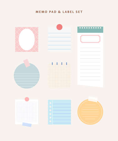 Sticker memo paper, label illustrationのイラスト素材