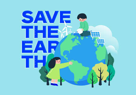 Global Environmental Protection typography collectionのイラスト素材