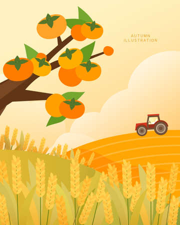 Cool autumn scenery illustrationのイラスト素材