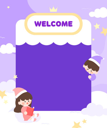 Cute children's recruitment frameのイラスト素材