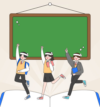 An illustration of the person cheering for the college entrance examのイラスト素材