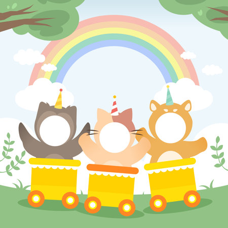 An illustration of a children's animal name tagのイラスト素材